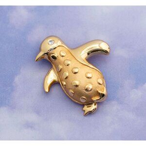 Vintage Art deco Gold Tone Penguin Brooch by AAi - S16